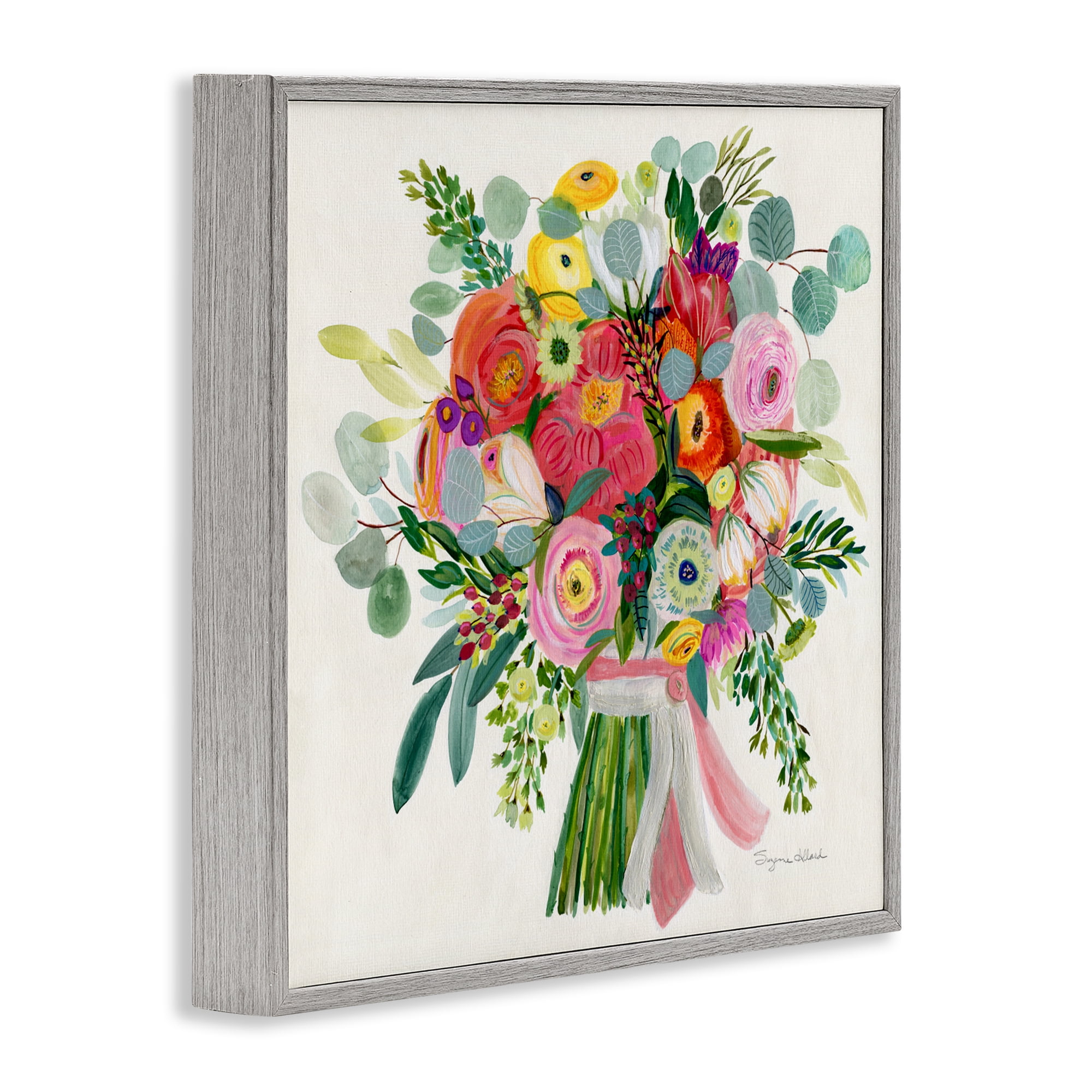 Stupell Industries Constant Friend Bouquet Gray Framed Giclee Art, design by Suzanne Allard