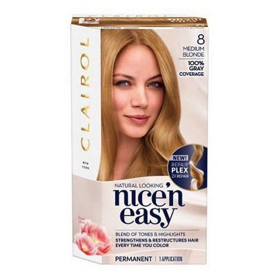 Clairol Nice N Easy Permanent Hair Color 8 Medium Blonde, 1 Kit