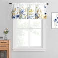 thumbnail image 3 of VOGOL Botanical Blue Valance, Linen Look Rod Pocket Curtain 52x18 Inches for Bedroom, 3 of 7