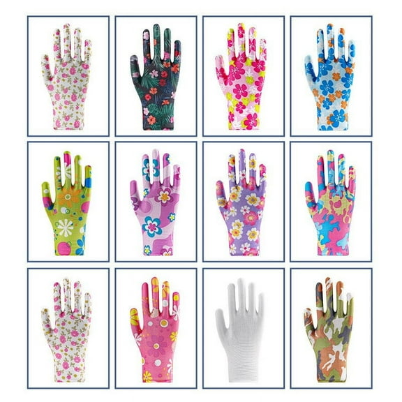 12PCS Gardening Gloves for Women, Breathable Rubber Coated Garden Gloves, Multi-Purpose Gardening Gloves for Planting, Weeding, and Lawn Care