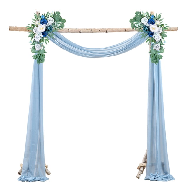 kurtrusly 2pcs/set Polyester Arch Drape Durability Non-shedding Wedding Decor Courtyard Wedding Drape Chiffon Pale Blue