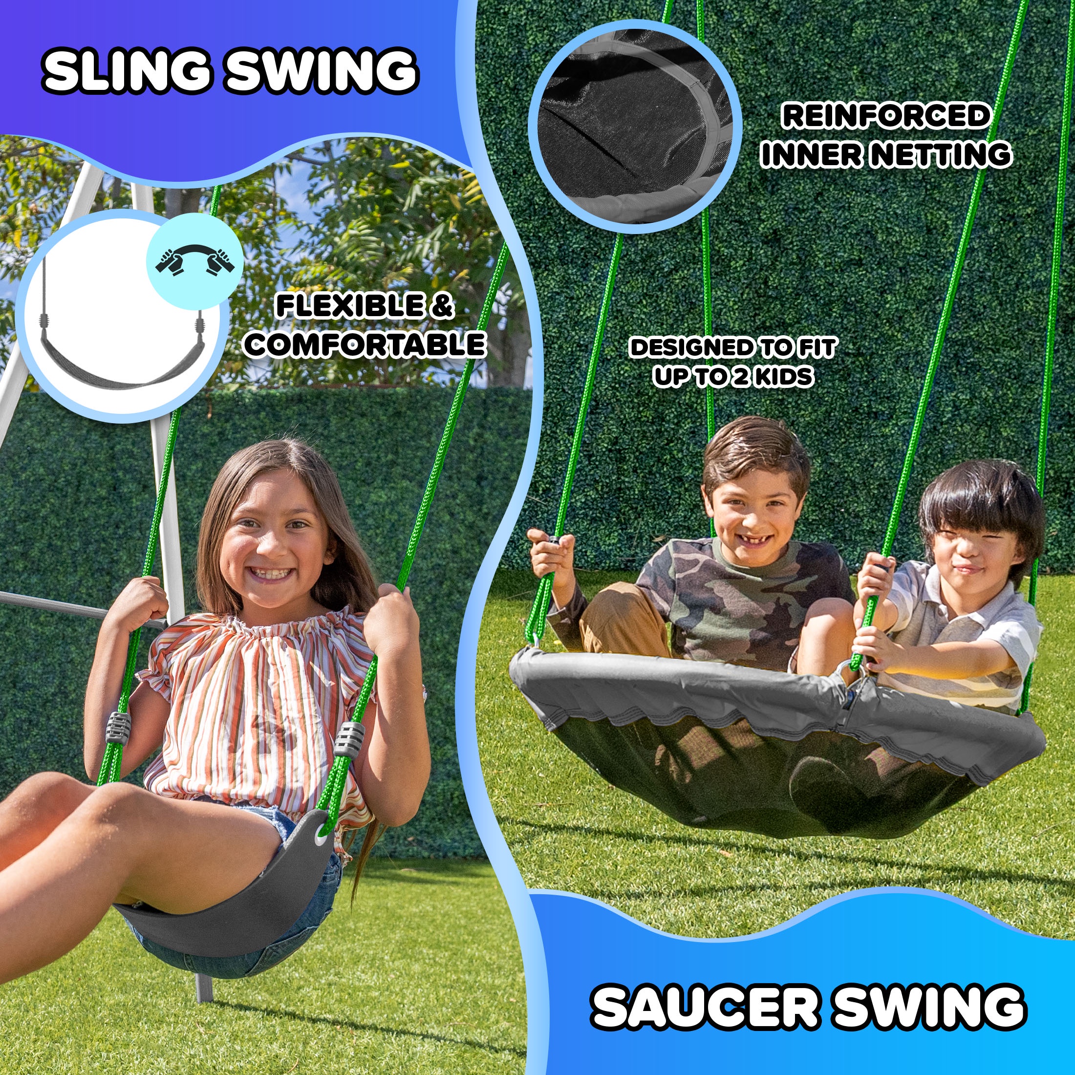 Sportspower Super Saucer Metal Swing Set with Slide photo 7