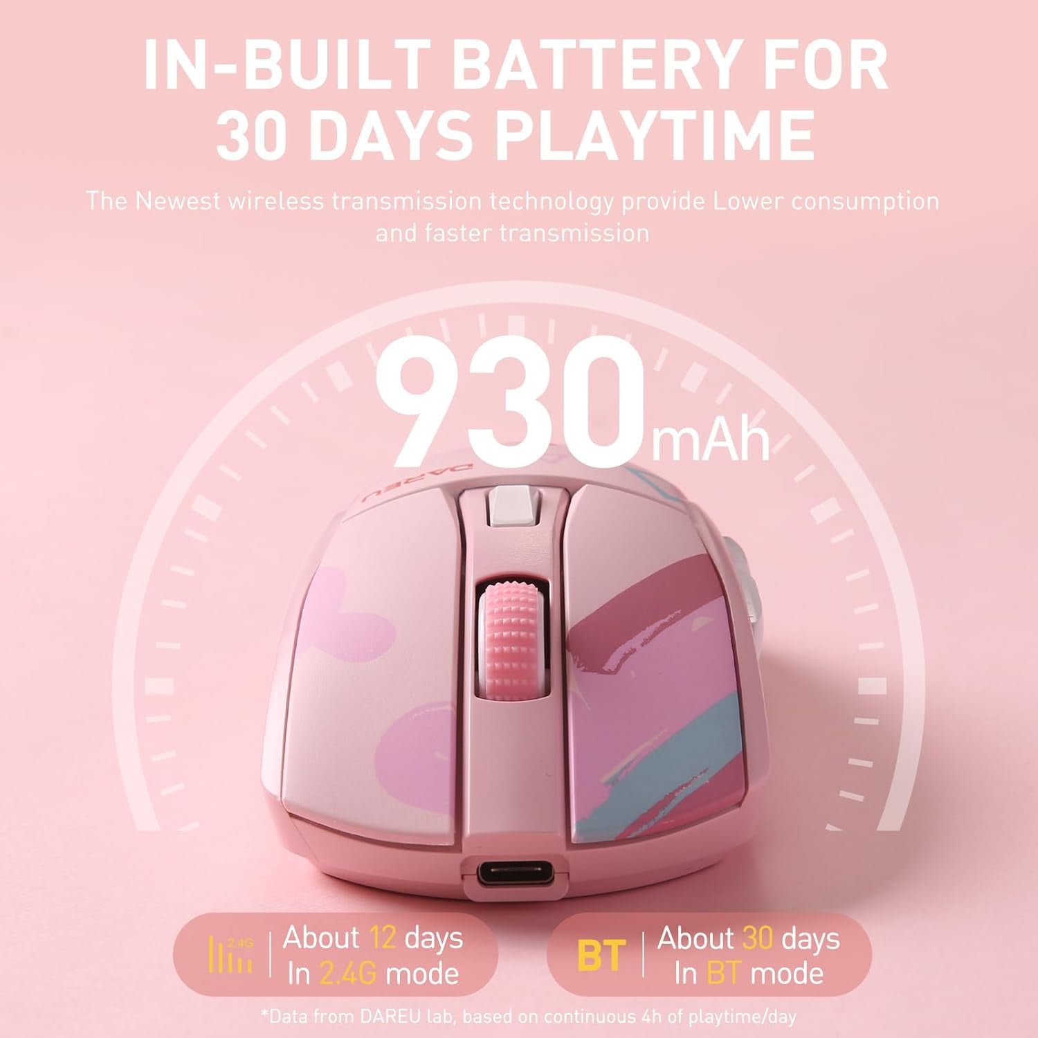 DAREU A950 Wireless Gaming Mouse with RGB Charging Dock,88g Lightweight Programmable Tri-Mode Wireless Mouse Gaming, Up to 12K DPI,1000Hz,120Hrs Playtime with RGB Backlit, Great for PC, Mac