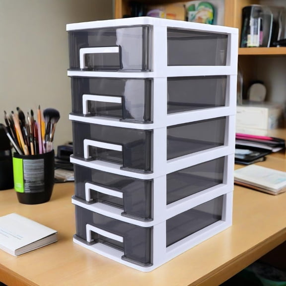 PartyKindom Plastic Drawer Chest White PP 1Set 12.3x8.4x6 In