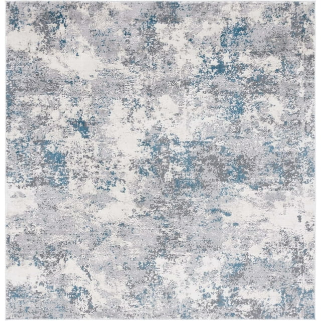 SAFAVIEH Lagoon Collection Area Rug - 6'7" Square, Light Grey & Light Blue, Modern Abstract Design, Non-Shedding & Easy Care, Ideal for High Traffic Areas in Living Room, Bedroom (LGN521G)
