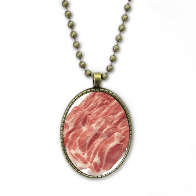 Rollo de carne carne cruda textura de la comida Collar Colgante de cadena vintage Colección de joyas colgantes Unbranded M