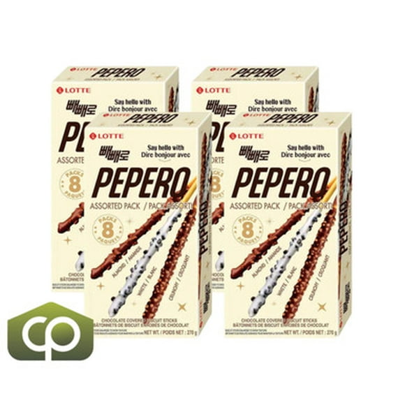 Lotte Pepero Chocolate Covered Biscuit Sticks 270 g, Assorted Pack (4/Case)