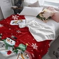 thumbnail image 3 of Cute Snowman Throw Flannel Blanket 40x60In Snowflake Winter Red Christmas Super Soft Cozy Bed Blanket, Lightweight Plush Fuzzy Bed Throw for Bedroom Sofa Couch Living Room, 3 of 4