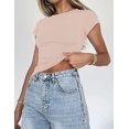 thumbnail image 2 of Crop Workout Tops for Women Pack Summer Short Sleeve Gym Athletic Compression Shirts Cute Tight Basic Tops Tee, 2 of 6