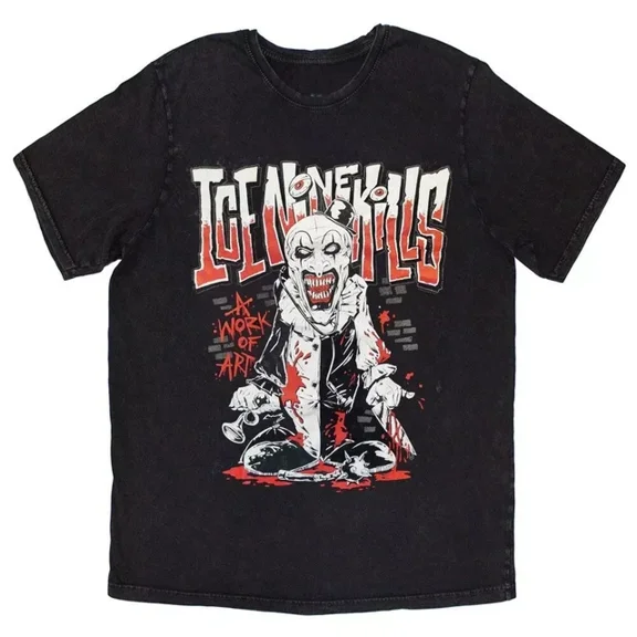Ice Nine Kill Terrifier A Work Of Art Acid Wash T Shirt Size S-4XL