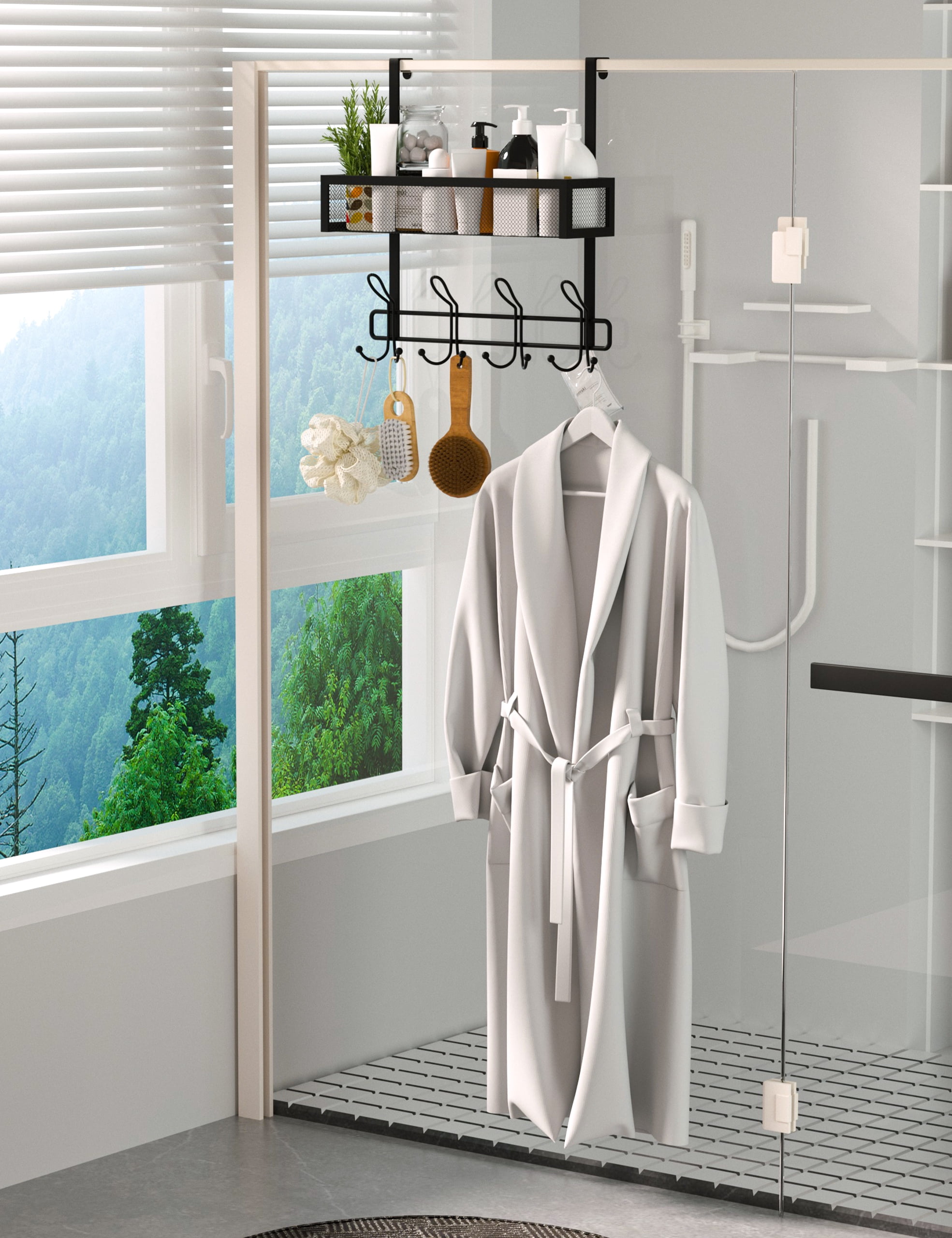 Over The Door Hooks Organizer Storage - Over The Door Hanger for Coat Rack with 12 Hooks，Over Door Storage for Bathroom,Bedroom,Kitchen,Office