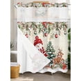 thumbnail image 3 of Xmas Snowman Pine Tree Elk Snowflake No Hooks Shower Curtain with Snap in Fabric Liner Set, Poinsettia Retro Letter Shower Curtains Waterproof Bathroom Curtain with See Through Top Window, 72x72 Inch, 3 of 6