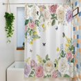 thumbnail image 3 of Pink White Flowers Shower Curtain Set, Waterproof Shower Curtains for Bathroom, Spring Floral Elegant Pastoral Botanical Washable Fabric Bath Curtain for Bathtub Decoration with Hooks 72x78 Inches, 3 of 9