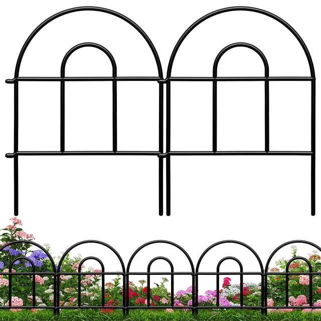 Cerca para jardín QIAOKAIYAN de metal negro de 660 cm, 20 paneles