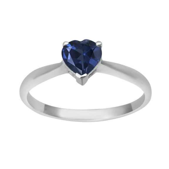 Mooneye 5mm Heart Shape Blue Sapphire 925 Sterling Silver Women Dainty Valentines Day Gifts Ring