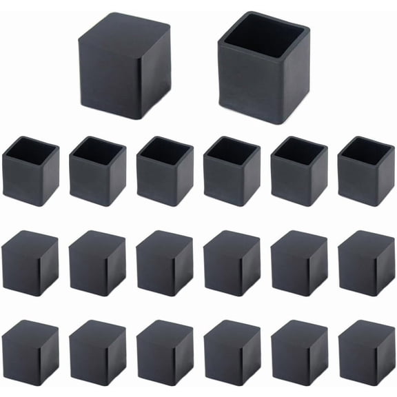 20Pcs 3/4 Inch (19mm) Square Rubber Chair Leg Tips Caps, Chair Table Leg Cove...