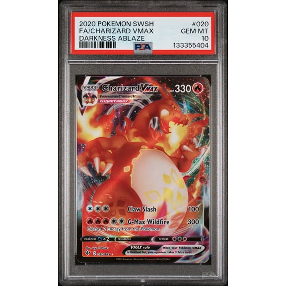 Collectible Graded PSA 10 2020 Pokemon Sword & Shield Darkness Ablaze Charizard VMAX FA #020