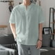 thumbnail image 4 of INCERUN Tops 2024 estilo coreano atractivo para hombres moda cuello en V camiseta casual streetwear simple sólido manga corta camiseta S-5XL, 4 of 5