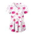 thumbnail image 5 of COMVALUE Scrubs for Women V Neck Short Sleeve Animal Print Nursing Uniform Top with Pockets Stretch Medical Scrub Shirt (Pink, 3XL), 5 of 9