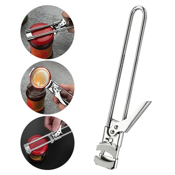 Abrelatas Abridor de latas multifuncional de acero inoxidable, abrebotellas ajustable para uso en la cocina, 19 cm, 1 unidad Rkxzt
