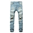 thumbnail image 1 of Men's Trend Ripped Nostalgic Denim Trousers - Fashionable and Durable for Daily Wear, 1 of 7