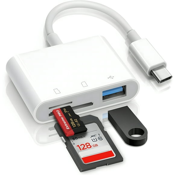 USB C SD Card Reader Adapter, USB 3.0 Type C Micro SD TF Card Reader Adapter, 3 in 1 USB C to USB Camera Memory Card Reader Adapter for Phone 15/Pad Pro/MacBook and More UBC C Devices