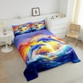 thumbnail image 4 of Erosebridal Couple Dolphin Bedding Twin Comforter Set, Ocean Wave Down Comforter, Romantic Sunset Decor, Breathable 2pcs, 4 of 8