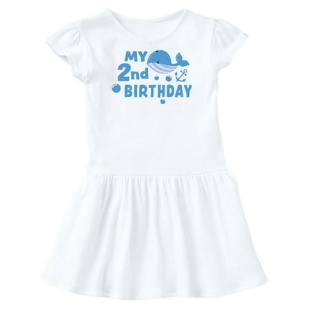 

Inktastic Nautical My 2nd Birthday with Blue Whale Gift Toddler Girl Dress