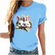 thumbnail image 5 of Tops de Cuello Alto para las Mujeres Amante Impreso Camiseta Cuello Redondo Manga Corta, Poliéster Spandex, 5 of 7