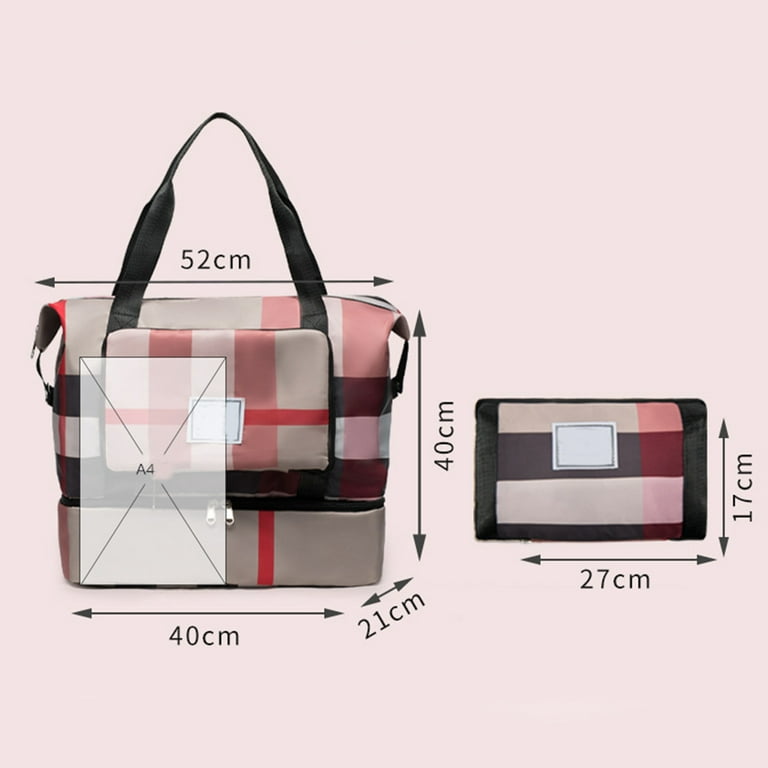 Travel Tote with Luggage Sleeve Dry/Wet Separation with Trolley Sleeve Multifunctional & Foldable Black