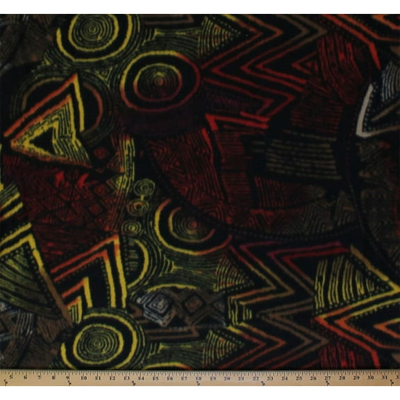 Fleece Capetown Paprika Multi Design Black Fleece Fabric Print by the Yard ocapetownpaprikag