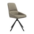 thumbnail image 5 of Maverick Swivel Upholstered Dining Chair in Taupe Gray Faux Leather with Black Metal Legs - Set of 2, 5 of 6