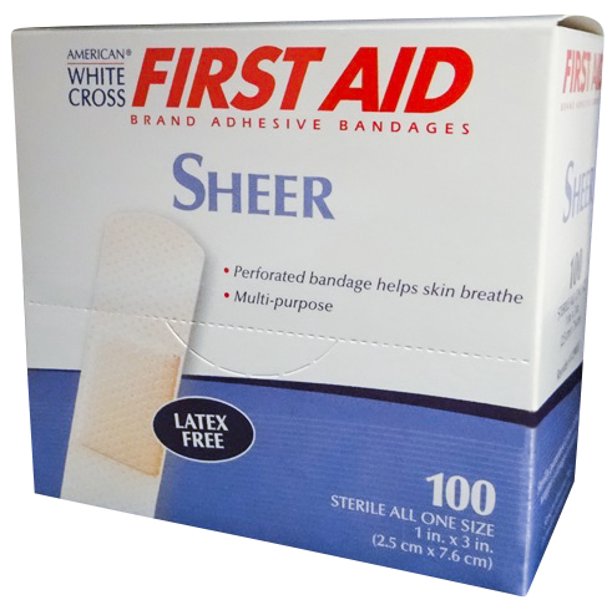 Sheer Strip Adhesive Bandages 1" x 3" Latex Free Band Aid 100 Pieces