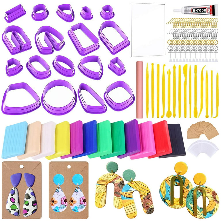 Polymer Clay Cutters Set Stainless Steel Multiple Shape Clay Earring Cutters  Set Reusable Polymer Clay Molds Set with Earring Accessories for Earrings  Jewelry Making 