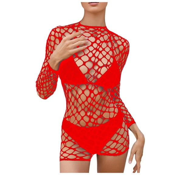 KPOPLK Womens Kimono Mesh Swimsuit Coverup Lace Embroidered Long Beach Cover Ups Tie Front Summer Cardigan(Red,One Size)