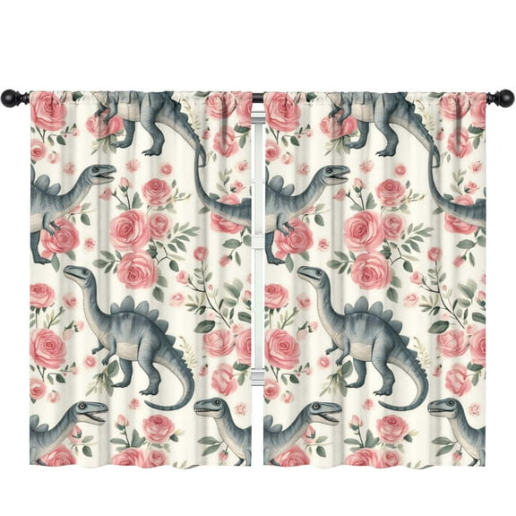 Blackout Kids Curtains,Cute Dinosaur Pattern Childrens Insulated Curtains Set Of 2,Bedroom Essentials,Toddler Room Decor 52x84in(132x213cm)