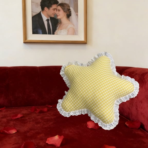 Moon/Star/Cloud/Heart Shaped Decorative Pillow, Lace Throw Pillow Plush Cushion for Bed Couch Sofa, Home Decor