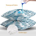 thumbnail image 4 of Throw Pillow Covers 20x20 Inch Set of 2, Palm Tree Monstera Waterproof Outdoor Pillow Covers, Cyan Blue Leaf Boho Botanical Tropical Decorative Cushion Pillowcases for Couch, Sofa, Bed, Garden, Patio, 4 of 9