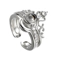thumbnail image 1 of EeaseMX Anillo de proyección 2 en 1 con 100 idiomas de "Te amo", circonita en forma de corona, joyería de cobre, regalo para pareja (plata), 1 of 7