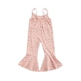 thumbnail image 3 of Faithtur Kid Suspender Jumpsuit with Flower Print, Ruffle Hem High Waist, 3 of 6