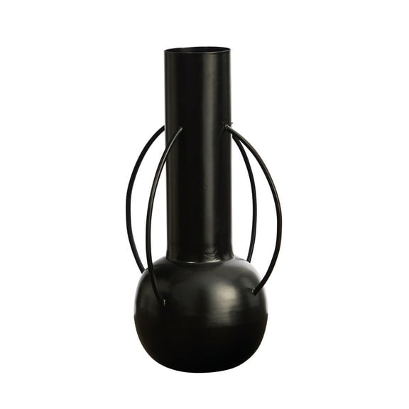 Nearly Natural 14in. Contemporary Metal Vase, Black