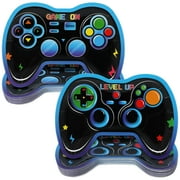 48Pcs Video Game CORNET Party Supplies Paper Plates Gaming Gamepad Shaped Disposable Plates Game On Controllers Party Tableware Dinnerware Video Gamer Theme Dessert Plate for Boys Kids