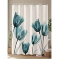 thumbnail image 4 of Teal Tulip Shower Curtain, Minimalist Modern Flower Art Linen Background Waterproof Shower Curtain Set with 12 Hooks Lightweight Washable Fabric Shower Curtains for Bathroom 72x72 Inches, 4 of 6