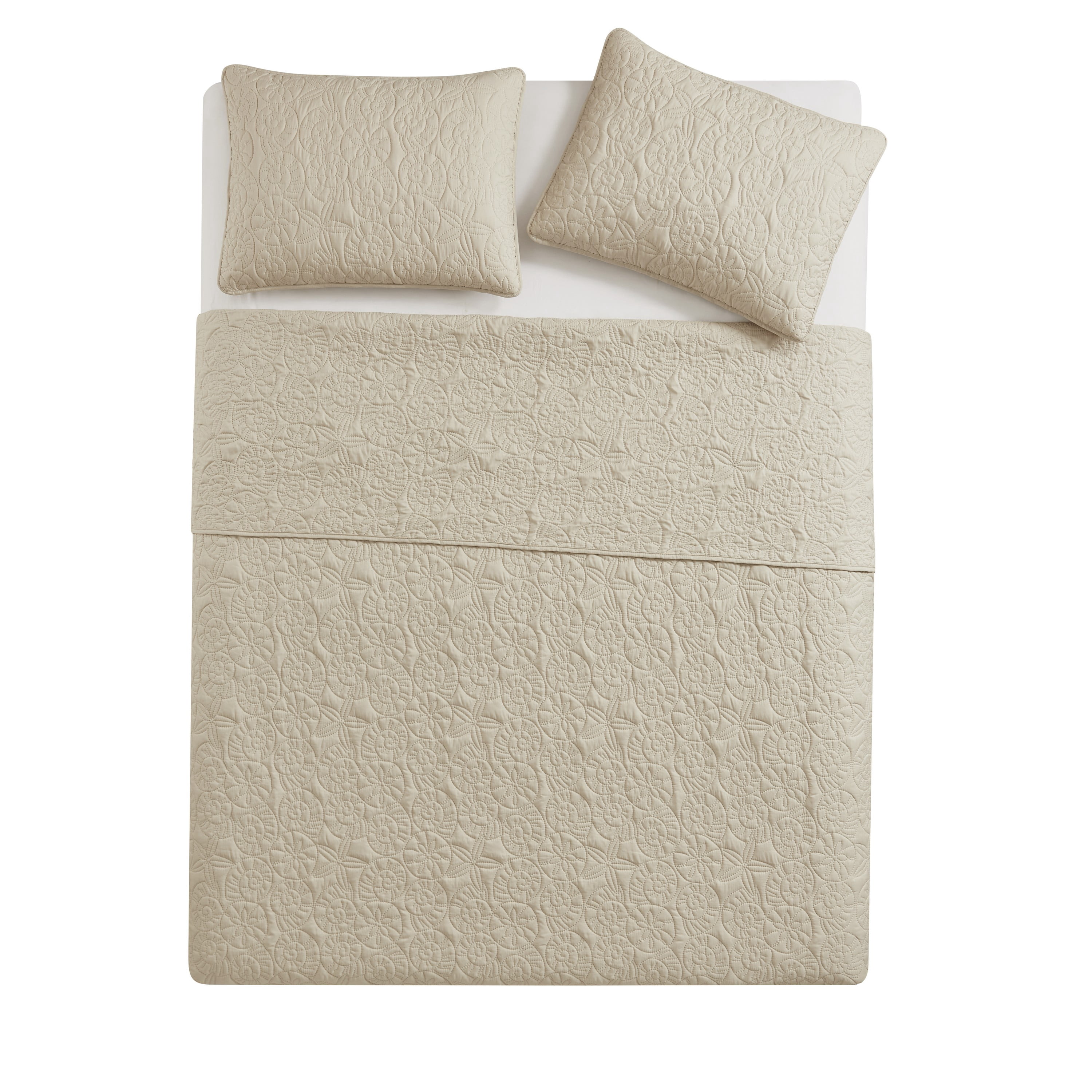VCNY Home Seashell Coastal 3-Piece Taupe Textured Seashell Quilt Set, King, Adult, Unisex