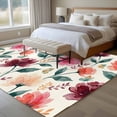 thumbnail image 5 of Pink Orange Flower Washable Living Room Rugs 5'x7', Watercolor Floral Green Leaf Vintage Country Low Pile Throw Large Area Rugs Non-Slip Sturdy Edge Binding Carpet for Dining Room Bedside Kitchen, 5 of 9