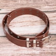 thumbnail image 6 of Raindrops 1Pack Punk Style Belt Durable Pu Iron Double Rows Holes Design for Women Men Coffee 12.2x1.3in, 6 of 8