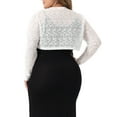 thumbnail image 4 of Unique Bargains Women Plus Size Sheer Open Front Cropped Long Sleeve Lace Cardigan 1X White, 4 of 6