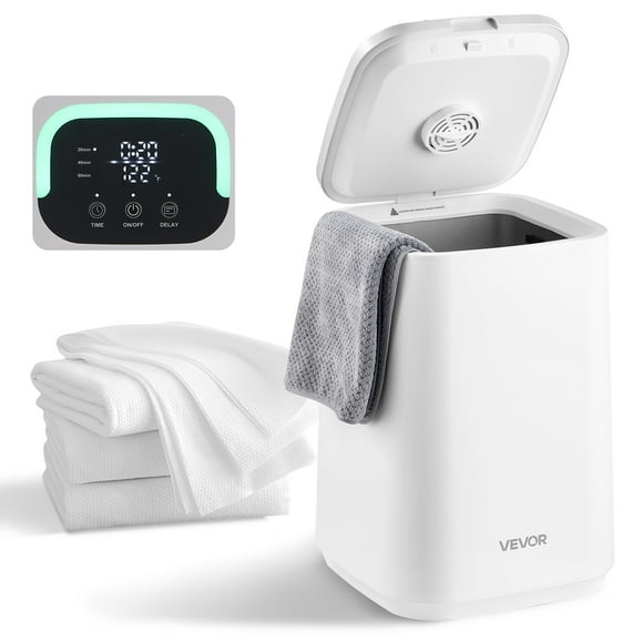 VEVOR 20L Towel Warmer Bucket with LED Dispaly 4 Hooks and Security Lock White