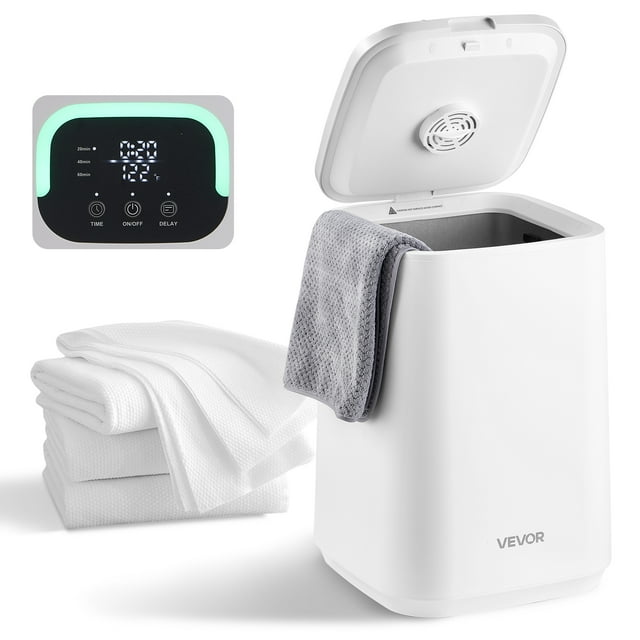 VEVOR 20L Towel Warmer Bucket with LED Dispaly 4 Hooks and Security Lock White