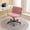Teddy Velvet | Pink, variant on Luku Contemporary Criss Cross Office Chair on Wheels, Armless Wide Seat, 360° Swivel, Height Adjustable for Home Office, Study, and Vanity Use